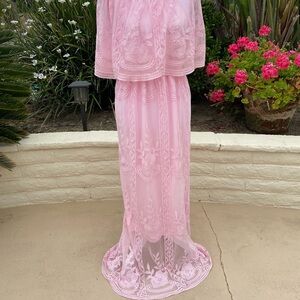 Off Shoulder Maternity Lace Maxi Dress